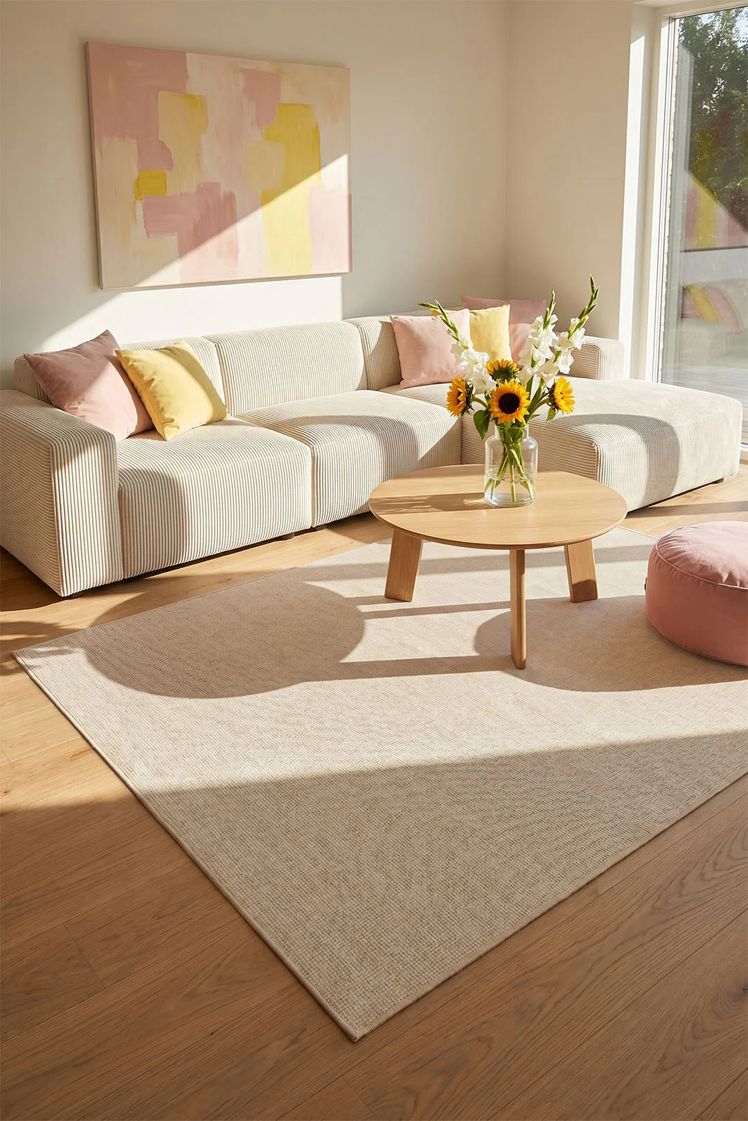 Jute-Haptik Mono Creme Teppich - Image 24